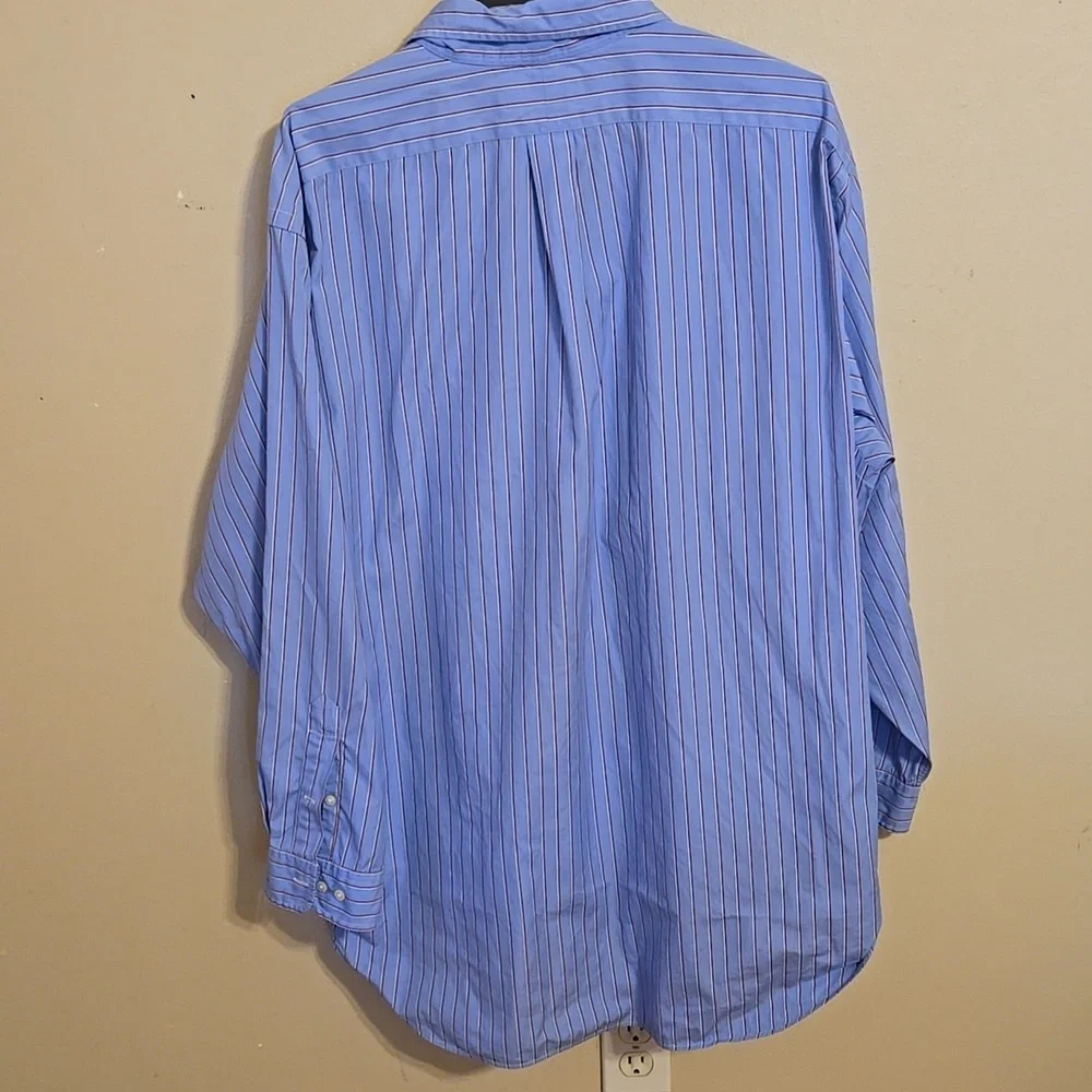 Mens Lauren Ralph Lauren Blue Pinstripe Button Down Shirt Sz 18 34/35 - Picture 2 of 3